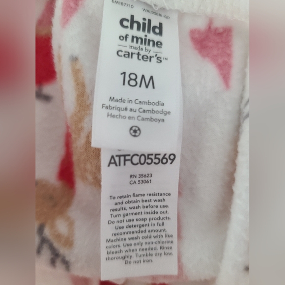 The Child of Mine Carters Baby Girl Pajama Set Reindeer Size 18 Months - Picture 6 of 7